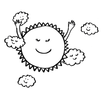 Coloring page sun with clouds welcomes summer